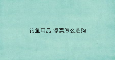 钓鱼用品浮漂怎么选购(钓鱼用浮漂有什么讲究)